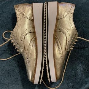 Shelly London Platform Gold Oxford